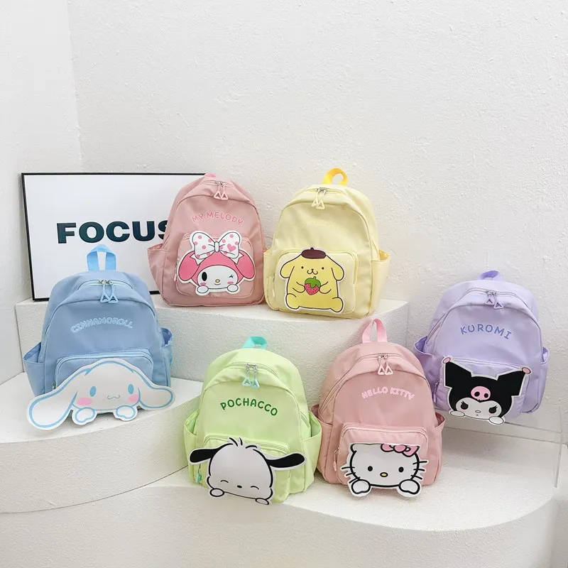 Kawaii Hello Kitty My Melody Cinnamoroll Pochacco Backpack Cute Anime Kuromi Pompom Purin Student Schoolbag Gifts Sac A Dos Girl