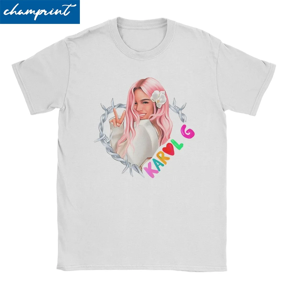Футболка Karol G In Heart для мужчин и женщин, Потрясающая рубашка в стиле хип-хоп, с коротким рукавом и круглым вырезом, хлопковая одежда с принтом