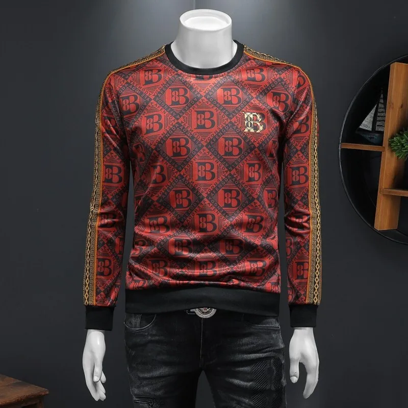 

Мужская модная толстовка с вышивкой, весна-осень, новинка, высококачественная мужская толстовка свободного кроя из смесового хлопка и полиэстера