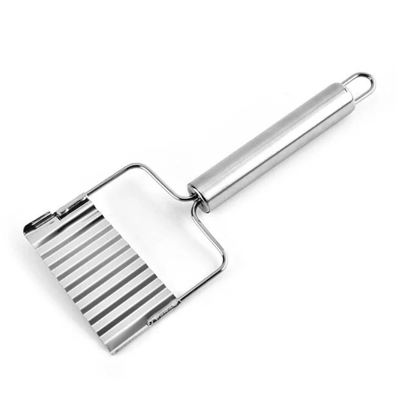 Patatine fritte taglierina patatine in acciaio inox fare pelapatate tagliare verdura accessori da cucina strumento coltello taglierina ondulata per