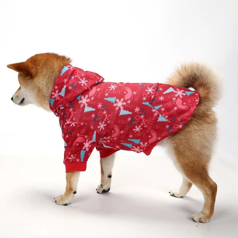 Christmas Printed Warm Hoodie Medium Large Dog Winter Festive Pet Outfit