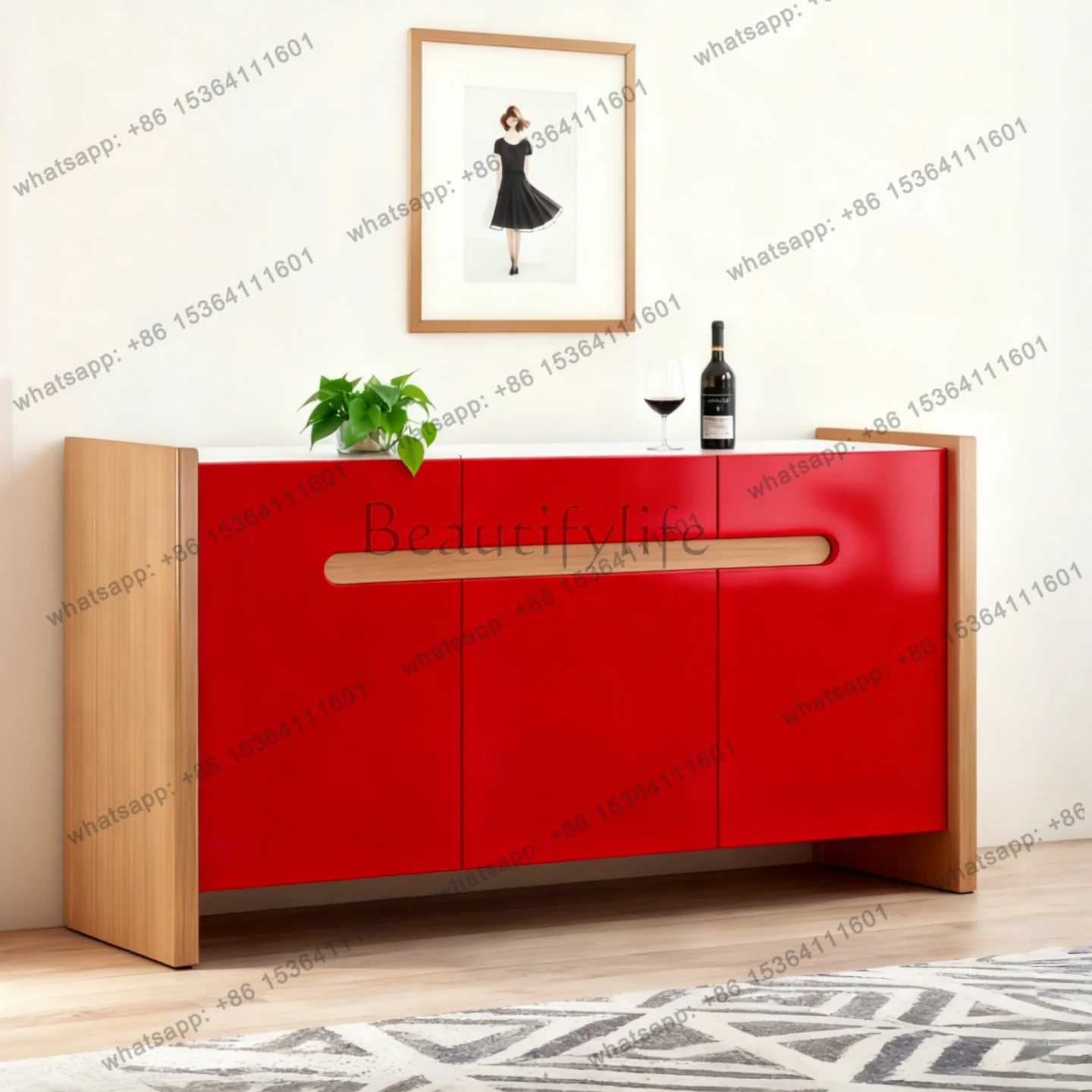 Modern simple paint dining side porch shoe cabinet living room decorative storage tea storage cabinet