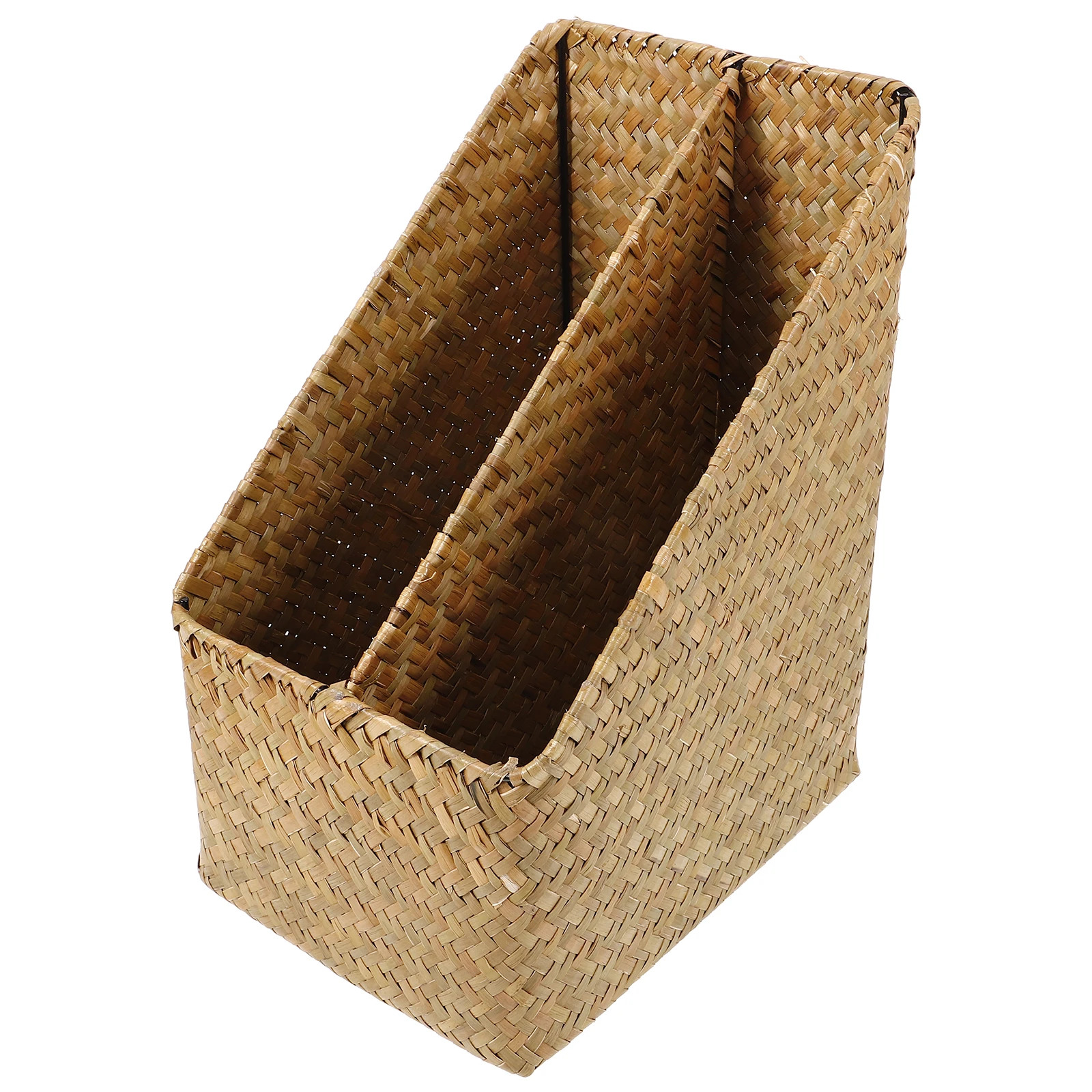 

Woven Straw Box Vintage Desk Organizer Sundry Basket Multi-function Holder Book Straw Woven Organizer File Container