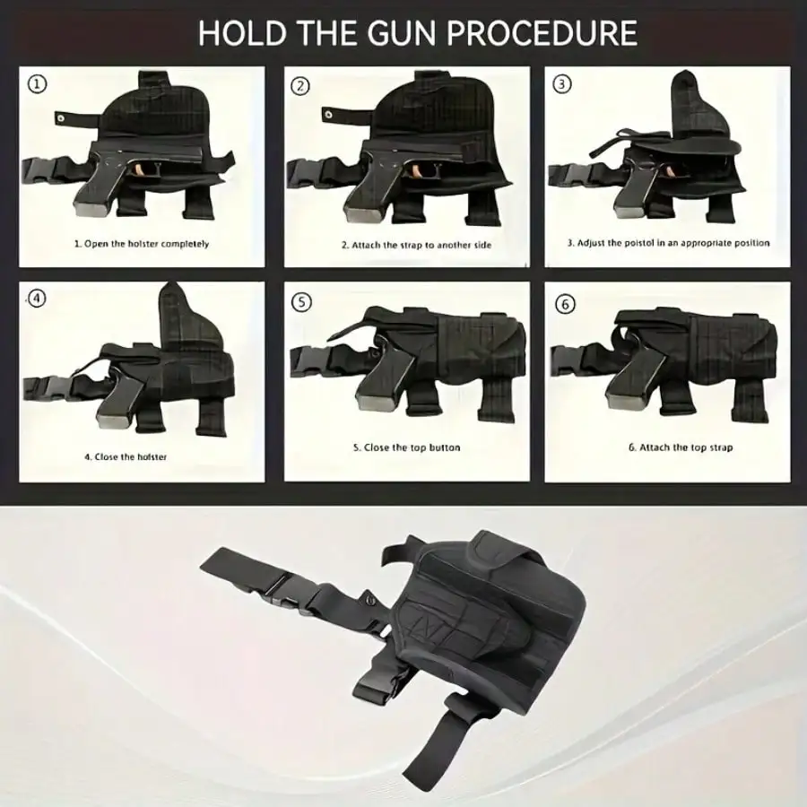 قطعة واحدة من حافظة الفخذ التكتيكية اليمنى - سحب سريع قابل للتعديل مع حقيبة المجلات، نايلون 600D لـ CS Field & Airsoft #5