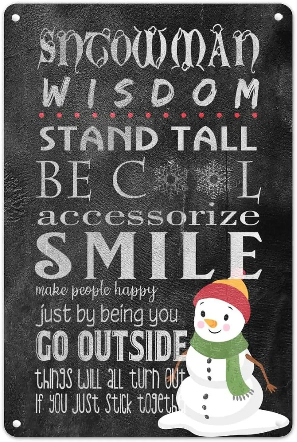 علامة معدنية ثلج عيد الميلاد الحكيمة ، طباعة السبورة مع اقتباسات مضحكة ، علامة القصدير ، الرجعية ، الموسمية ، علامة ترحيب ، شخصية أنيقة S