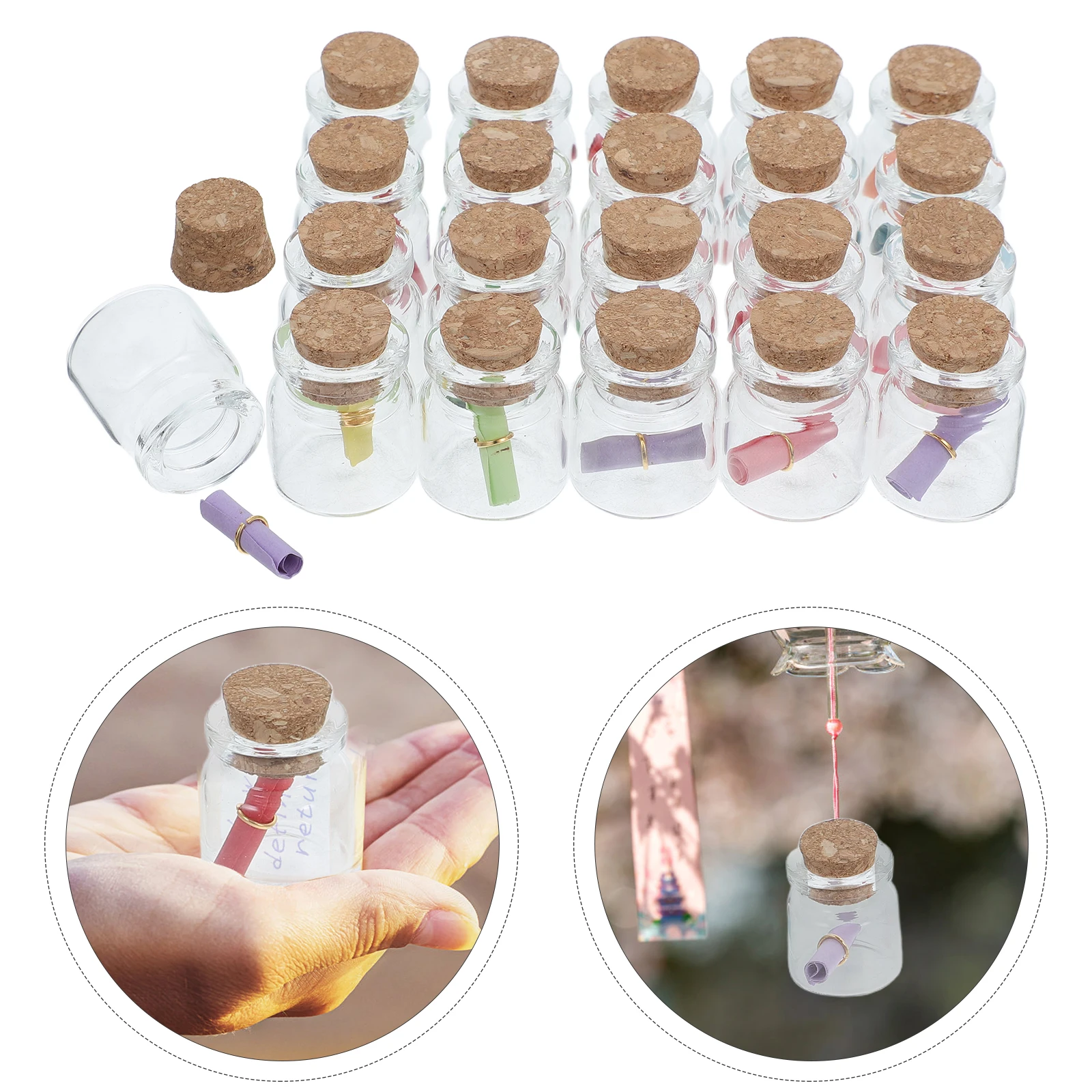

Cork Drift Bottle Glass Jar with Lid Top Bottles Empty Decorative Jars Wishing Decorations Vials