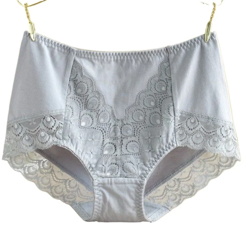 Foreign  4 High-end High-waisted Underwear Women's Modal Seamless Lace Hip-wrapped Cotton File Large-size Triangle Shorts Head
