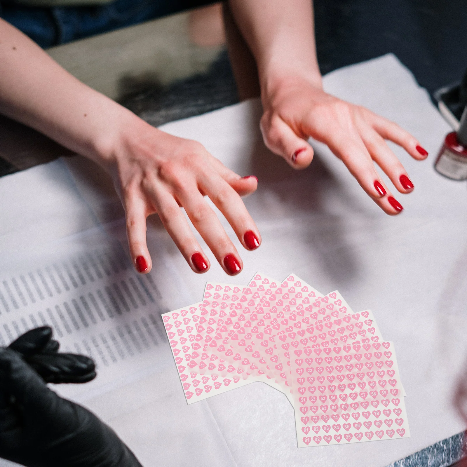 50개 네일 아트 도구 라벨 - 1-100 미니 숫자 스티커 1x1cm 자기 접착식 폴리쉬 병 정리용 색상 코드