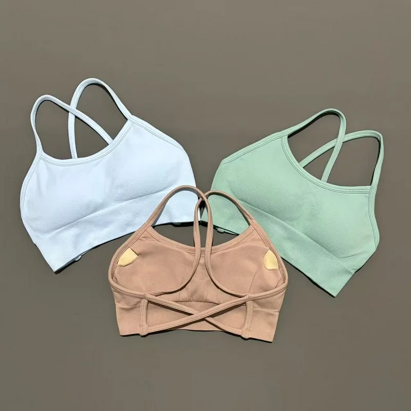 HISTELLO Yoga Bra Women Backless Cross Back GYM Clothing High Support Seamless Sports Fitness Underwear Running Workout Vest Top