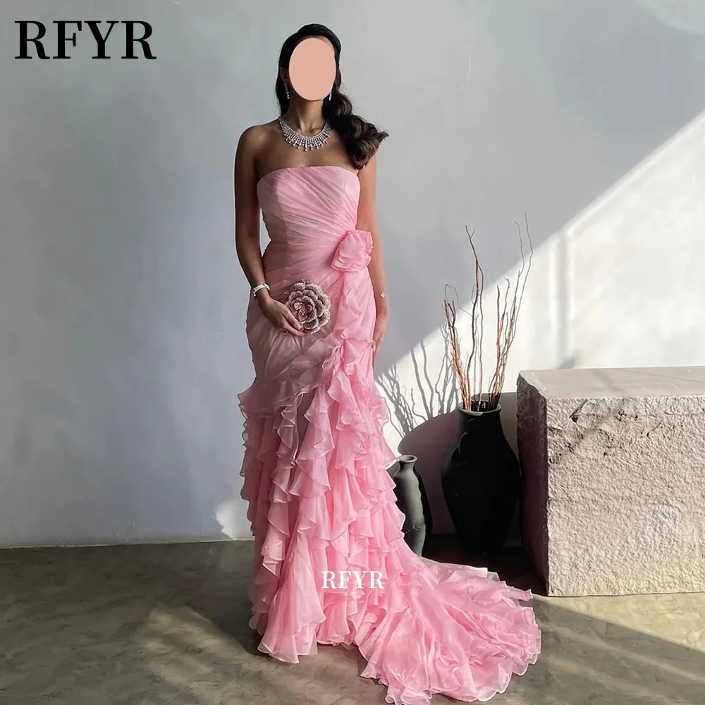 

RFYR Mermaid Evening Dress Long Prom Dress Tiered Layers Ball Dress Ruffles Princess Dress for Women فساتين مناسبة رسمية