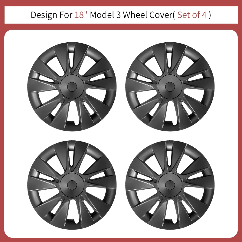 Wieldop vervanging voor Tesla Model 3 (2017-2023) – 18 inch messtijl volledige velg wieldopdoppen (set van 4 wieldoppen)