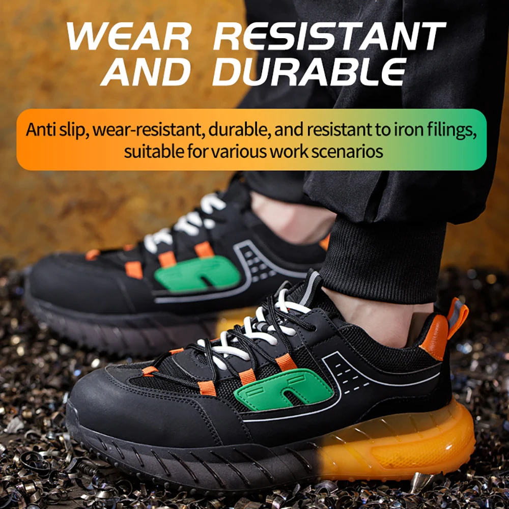 Men Safety Boots Steel Toe Work Boots Indestructible Protective Safety Shoes Outdoor Hiking Sneaker Puncture-Proof Work Boots