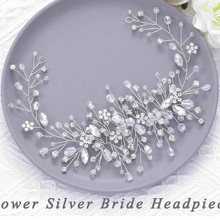 

Elegant Pearl Rhinestone Bridal Crown Headpieces Crystal Wedding Hair Accessories Handmade Headdress Tiaras Party Headdress