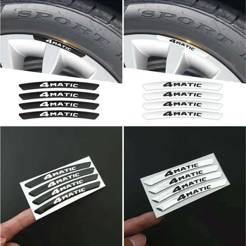 3D Aluminium 4MATIC Logo Wheel Rim Sticker Decals Emblem Badge For Mercedes Benz A B C E S GLA GLC GLE GLS CLS Accessories