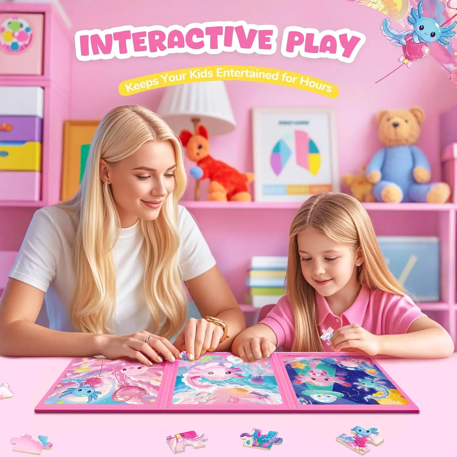 ألغاز الصور المقطوعة المغناطيسية للأطفال الصغار من سن 3 إلى 8 سنوات، (3 36 قطعة) ألعاب ألغاز السفر من Axolotl للأطفال من سن 4 إلى 6 سنوات هدية عيد ميلاد