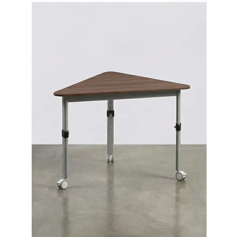 Modern metal drawing triangle table, height adjustable, with wheels, compact table, suitable for schools, hotels and living room