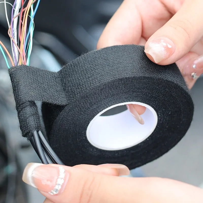 Black Electrical Fabric Cloth Tape Auto Wiring Wrap Cable Organizer Heat-resistant Wire Harness Bundle Insulation Adhesive Tapes