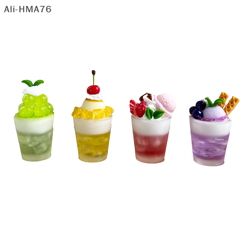 

1Pc 1/12 Dollhouse Miniature Accessories Fruit Ice Cream Cup Simulation Drinks Food Toy Dollhouse Kitchen Decoration