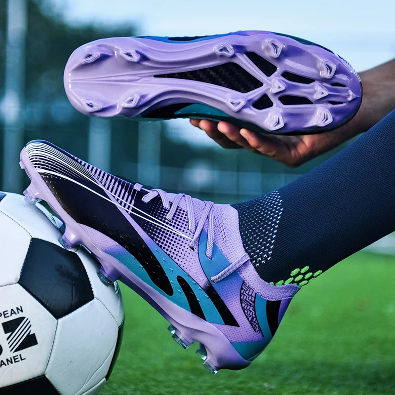A pair of durable and lightweight children's football shoes with perforated patterns suitable for all seasons, HX-X809