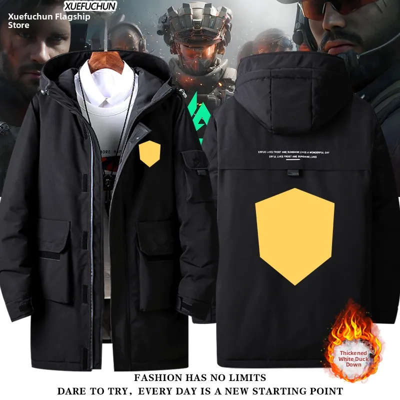 

Tactical Jaet Du down Outerwear Men's Women's Autumn Winter Middle Length Coat Warm Thiened Polyester Fiber Zipper Closure