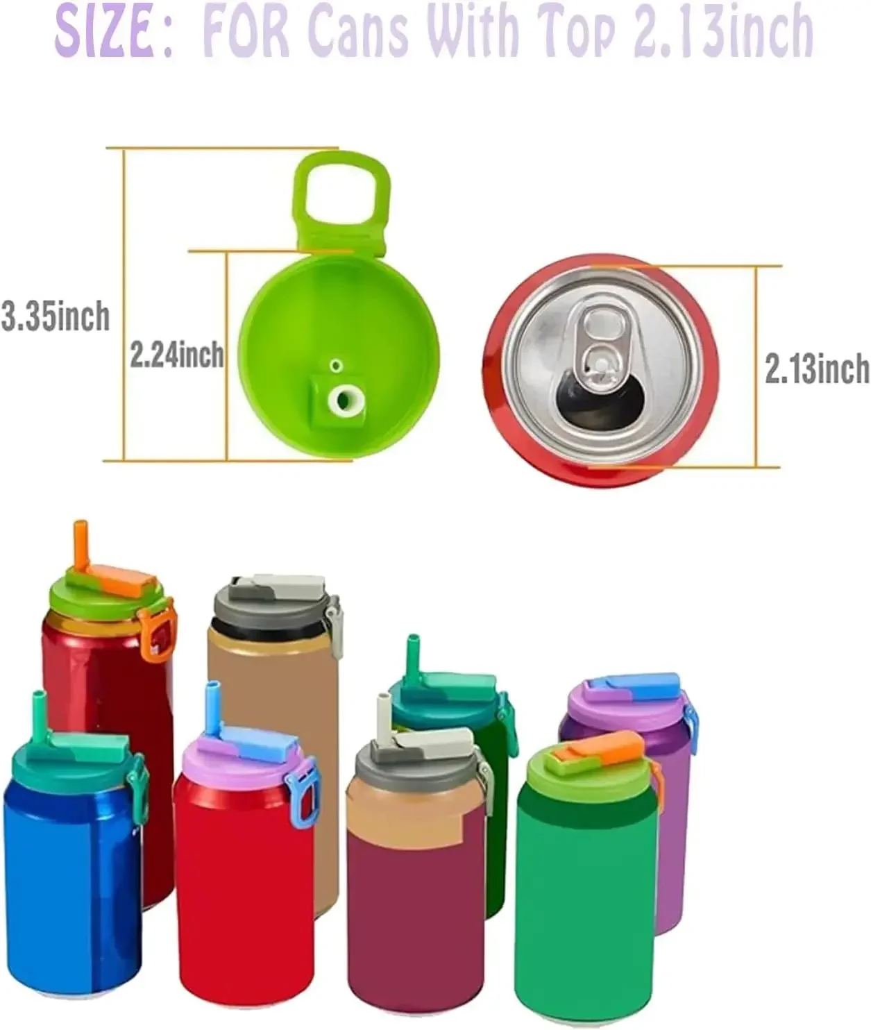 Can Lids With Straws Reusable Silicone Beverage Can Lids Leak-Proof Soda Can Covers With Straws For 2.13” Cans Pack Of 4 view 3