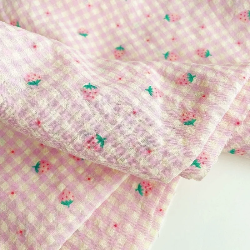 Small Floral Bubble Cotton Printed Dress Fabric, Fresh and Cute baby Clothes Hairband Tablecloth Fabric