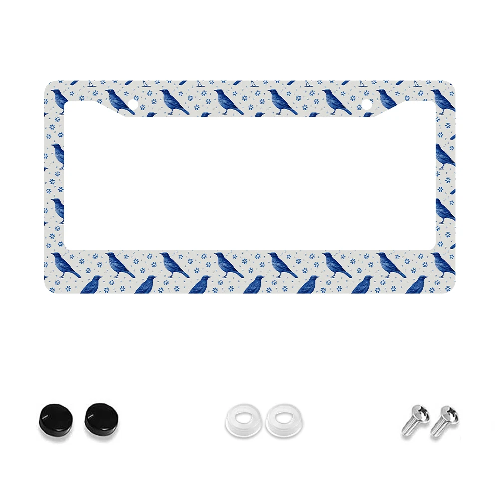 

1 шт. рамка номерного знака с 2 отверстиями и рисунком синей птицы, алюминиевый материал, 6x12 дюймов с набором винтов, ретро-новинка, украшение автомобиля G