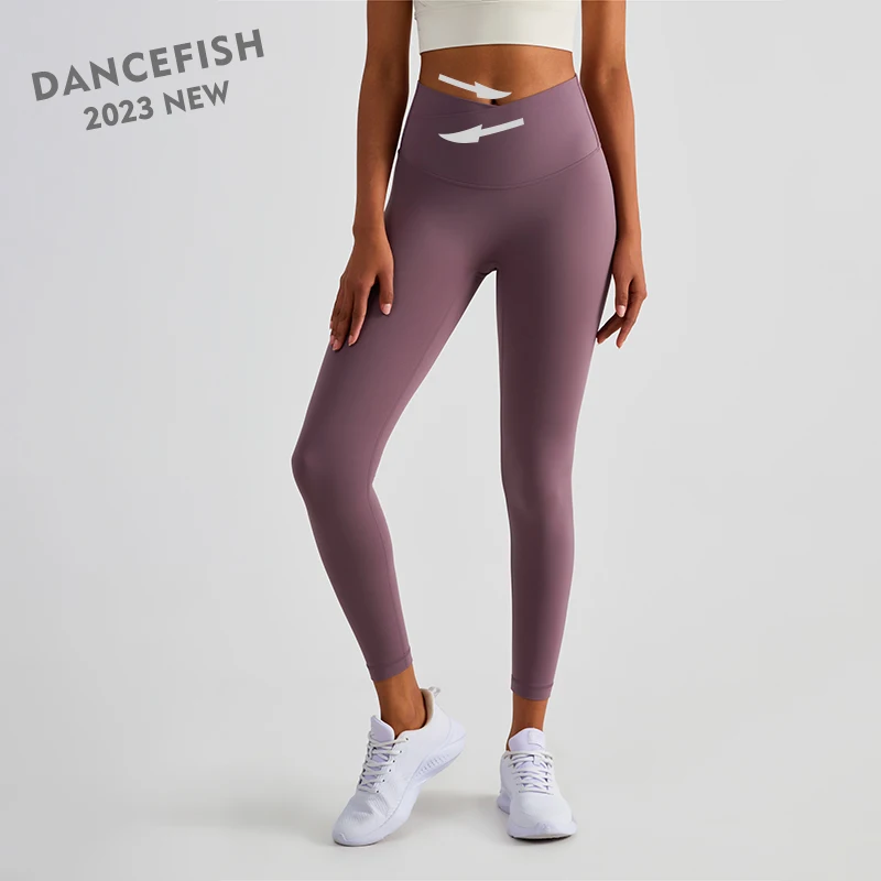 

DANCEFISH 2023 Women Long Pants Double Layer High Waist Tummy Control Activewear Low Intensity Running Fitness Yoga Leggings