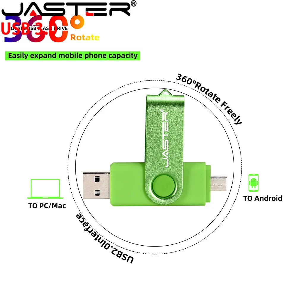 

JASTER 5Pcs/Lot 128GB Rotated OTG Pendrive 4GB 8GB 32GB 16GB 64GB USB 3.0 Flash Drive For Phone Tablet PC Notebook U Stick