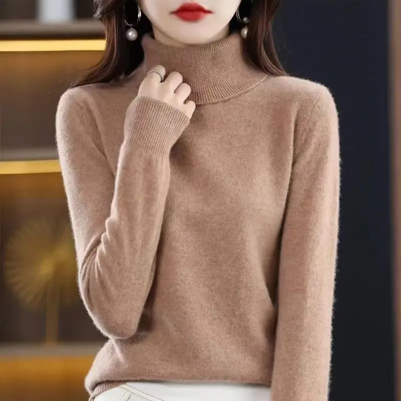 

Winter New Sweater Fashion Knitted Sweater Solid Color Bottoming Shirt Women