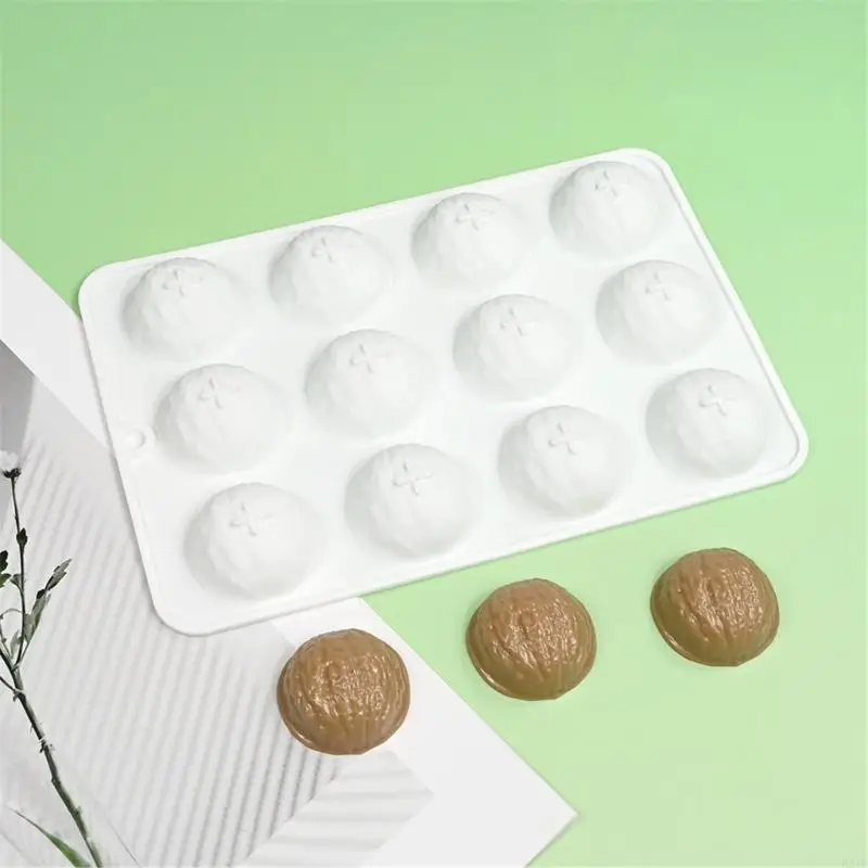 Easy to Use 12 Cavity Silicone Chocolate Molds with Realistic Walnut Designs 