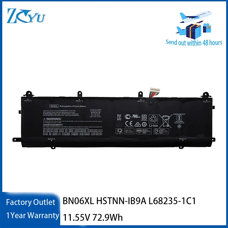 BN06XL HSTNN-IB9A L68235-1C1 Laptop Battery for HP Spectre X360 15-EB Convertible Series 11.55V 72.9Wh