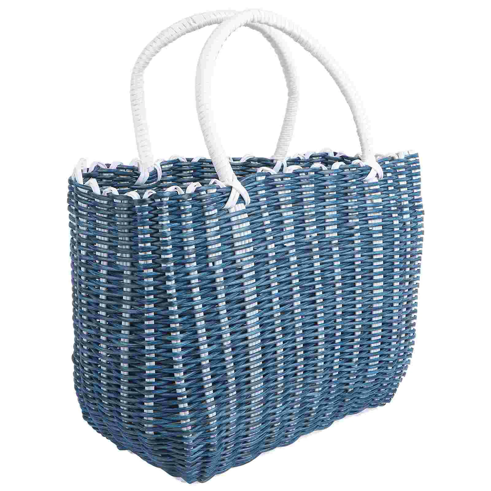 Market Tote Woven Market Basket African Grocery Basket Shopping Basket Straw Beach Tote Bag Wicker Picnic Basket Handle