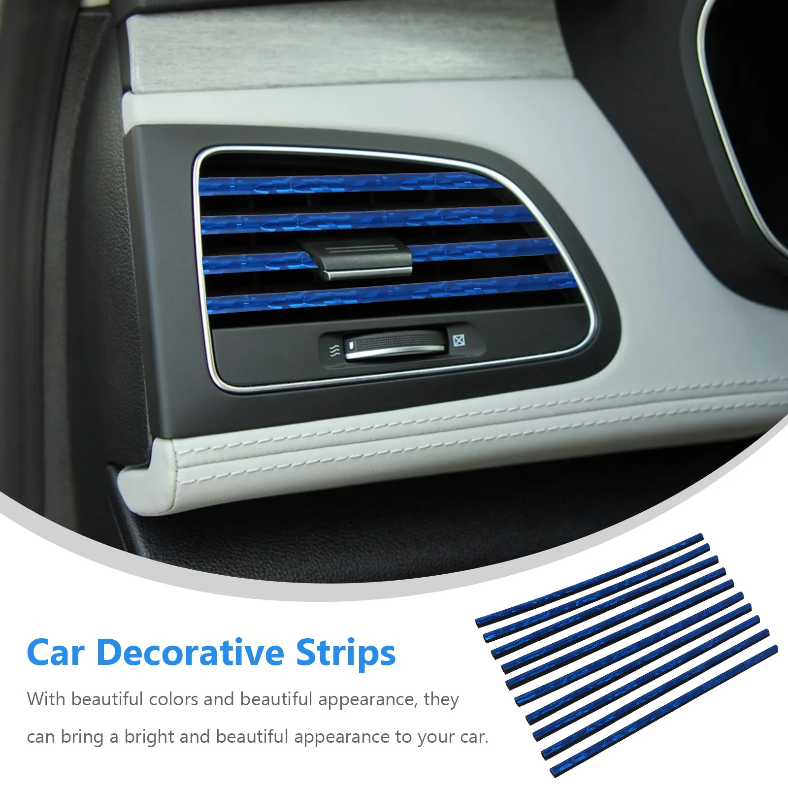 

10Pcs Car Decorative Strips Bright Finish Air Condition Outlet Trim U Shape Design Easy Fit Vent Grill Auto Supplies Interior