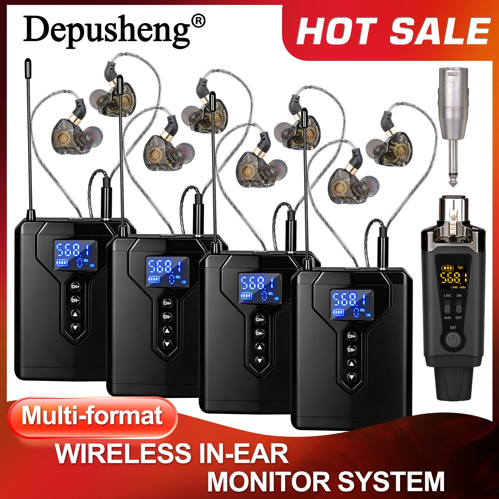 Беспроводная система мониторинга Depusheng T4 – автоматическое сопряжение IEM с передатчиком и приемником с клипсой, идеально подходит для студий, диджеев и сцены