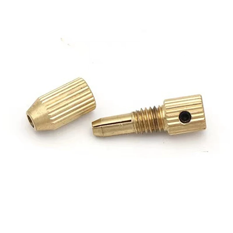 1Pc Mini Brass Collet Chuck Brass Motor Shaft Clamp 0.7-3.2mm Electric Motor Shaft Drill Chuck Adapter Power Tool Accessories