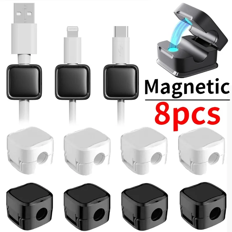 Magnetic Cable Clips Cable Smooth Adjustable Cord Holder Under Desktop Management Adhesive Wire Keeper Cable Organizer Holder