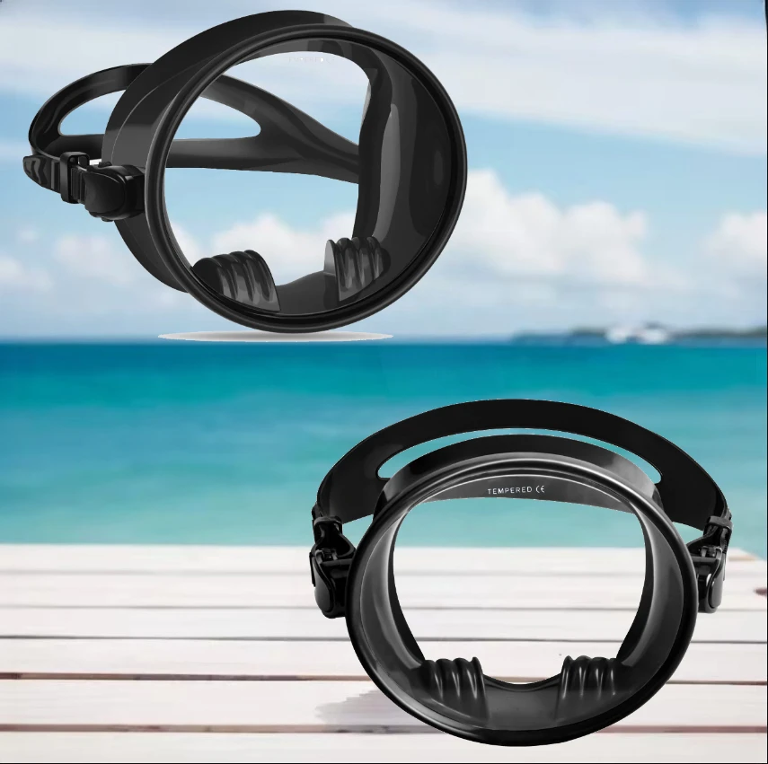 

Tempered Glass Retro Single Lens Scuba Oval Dive Mask Fog Free Silicone Snorkel Goggles Anti Fog Wide View Diving Glasses