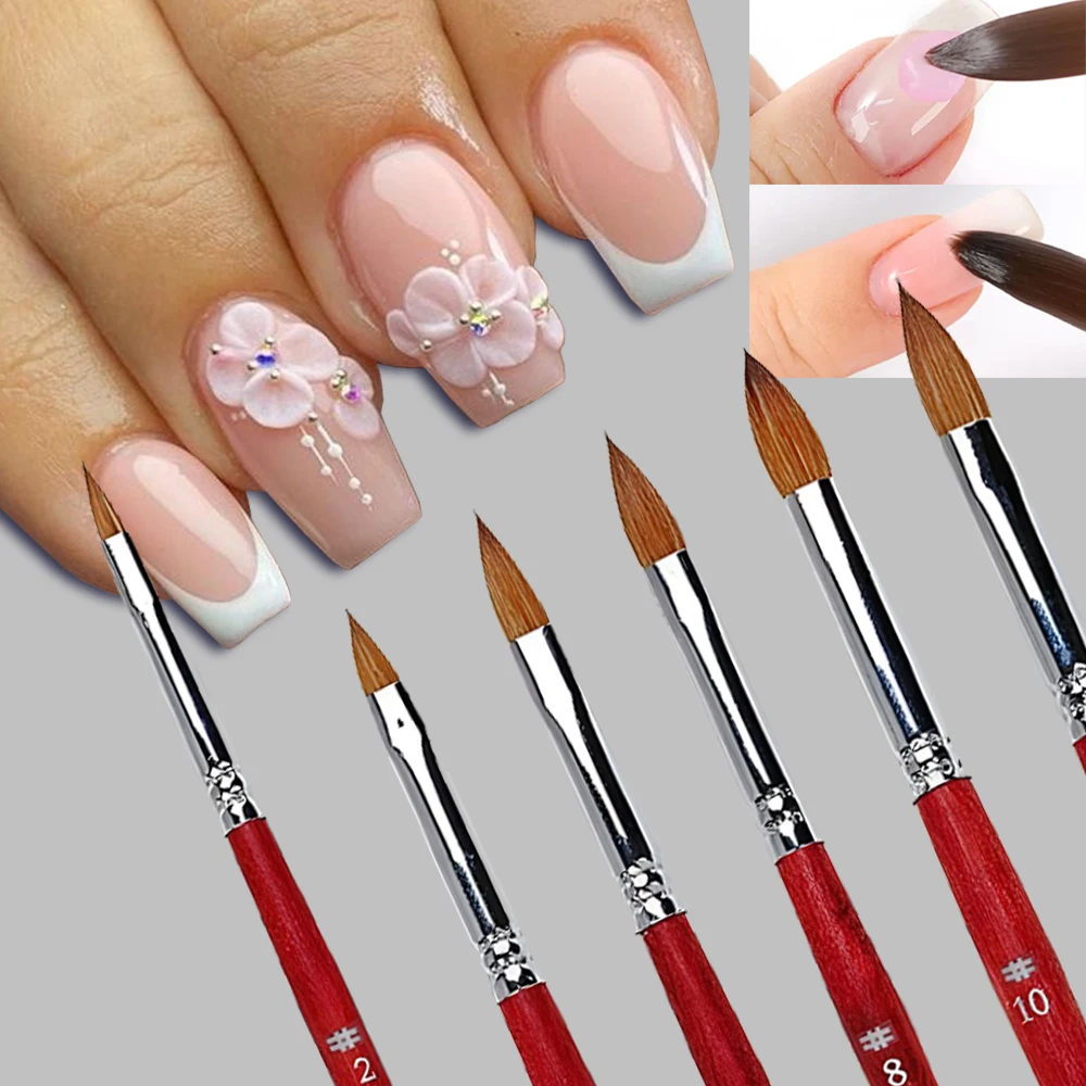 1 conjunto de escultura em acrílico conjunto de escova de arte do prego pó líquido extensão do prego gel construtor escova da arte do prego natural vermelho lidar com ferramenta manicure