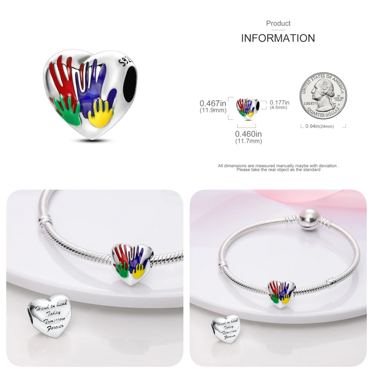 Original 100% Genuine S925 Sterling Silver Rainbow Colors Beads Fit Pandora Bracelet DIY Charm For Women Jewelry Fashion Gift