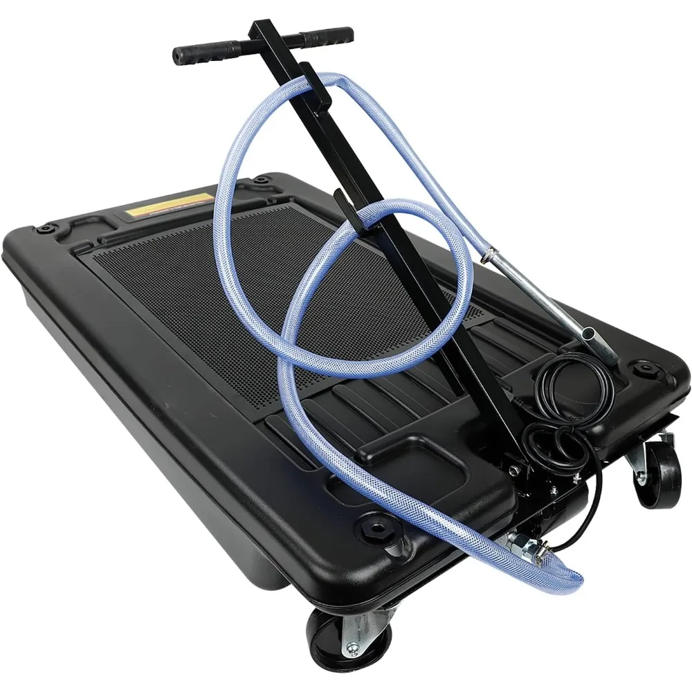 

Low Profile Oil Drain Pan 17 Gallon Portable with 110V DC Centrifugal Electric Pump and 8'' Hose