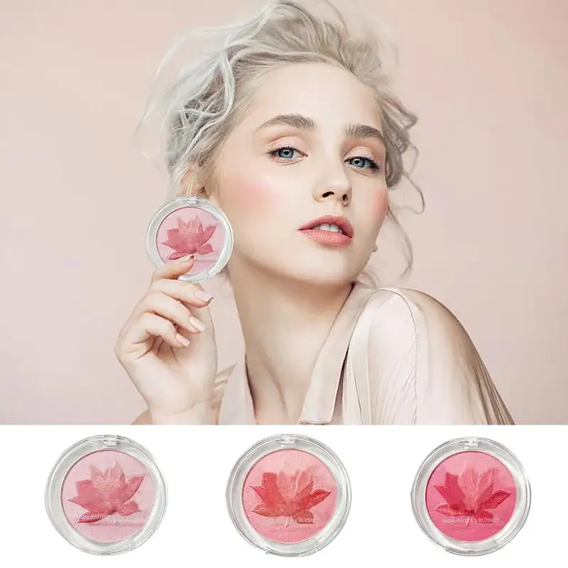 Flower Embossed Blush Face Makeup Matte Shimmer Pigment Waterproof Natural Nude Brightening Cheek Rouge Blush Eyeshadow makeup