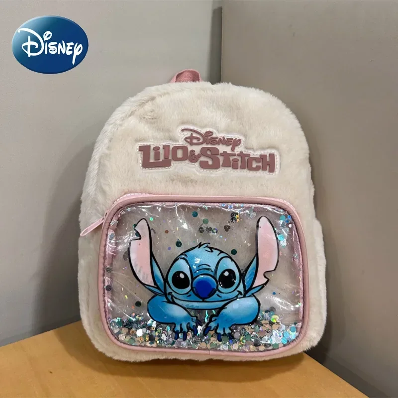 

Disney Co-branded New Plush Stitch School Bag Cartoon Cute Kindergarten School Bag Childlike Girl Backpack