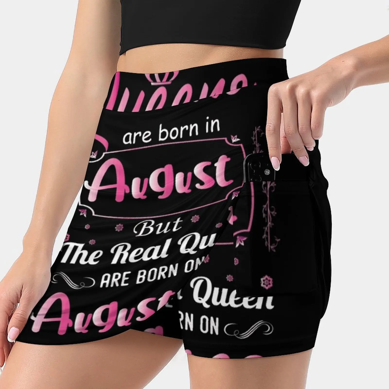 Queens Are Born In August - August Birthday Gift - August Trending Fashion Skirt Summer Printed Women Sport Skirts Double-Layer