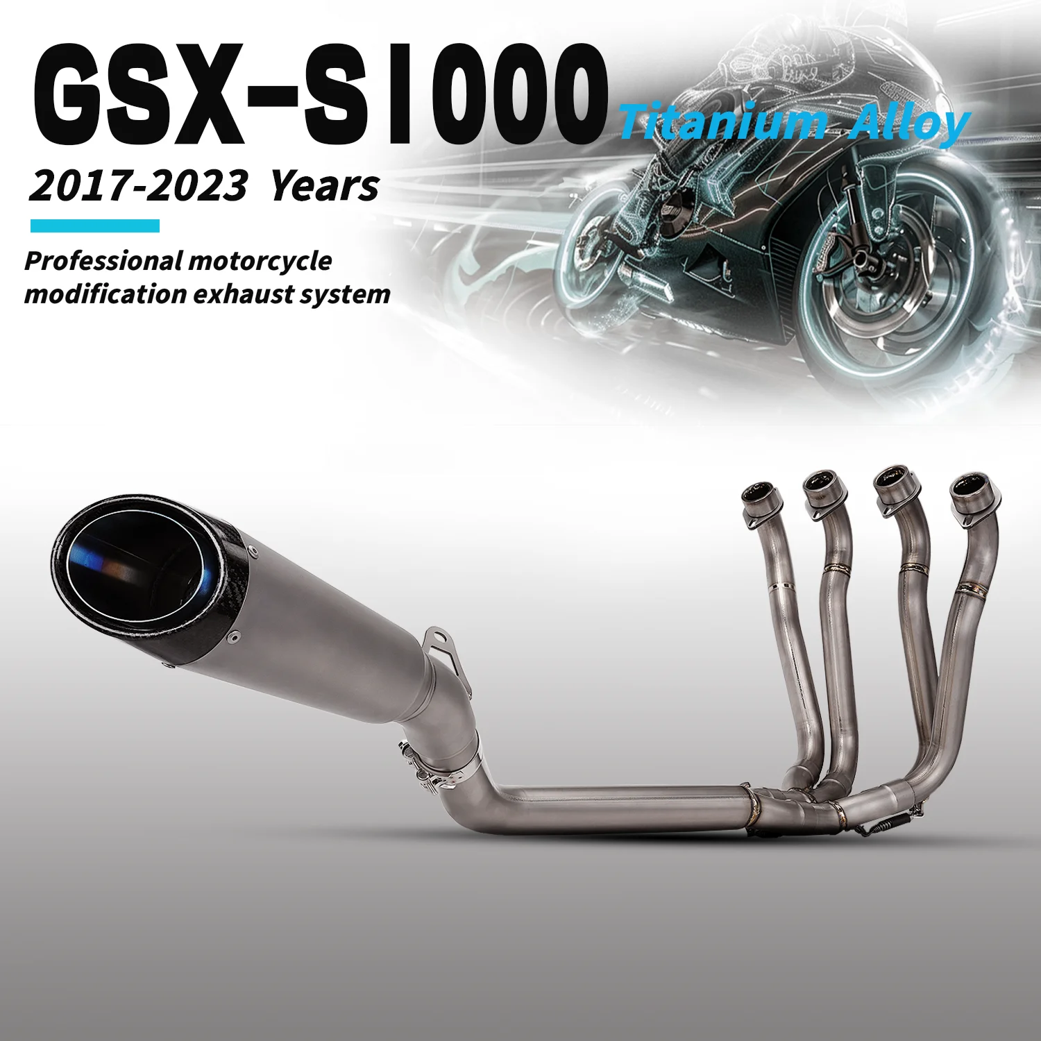 

FOR GSX-S1000 carbon Tail Motorcycle Exhaust System Full Ti.alloy Modification with Ti.alloy Escape Muffler FOR GSX 2017-2023