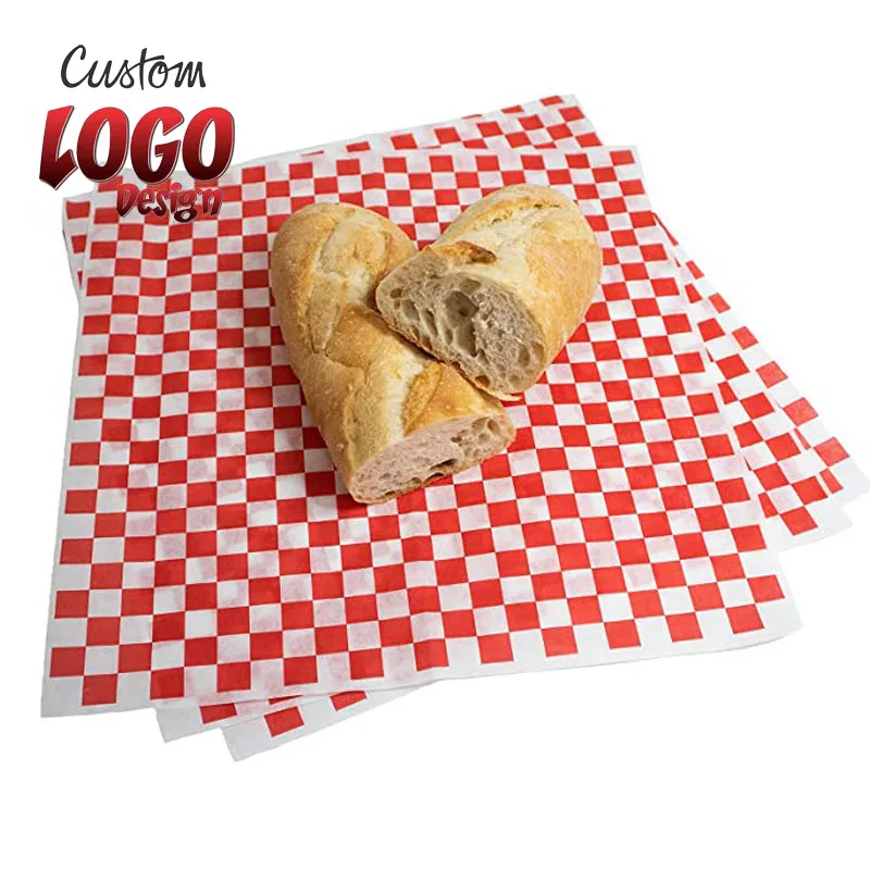 Custom LOGO Burger Kraft Grease Proof Reusable Parchment Baking Butter Sandwich Packaging Wrap Wrapping Food Safe Wax Paper