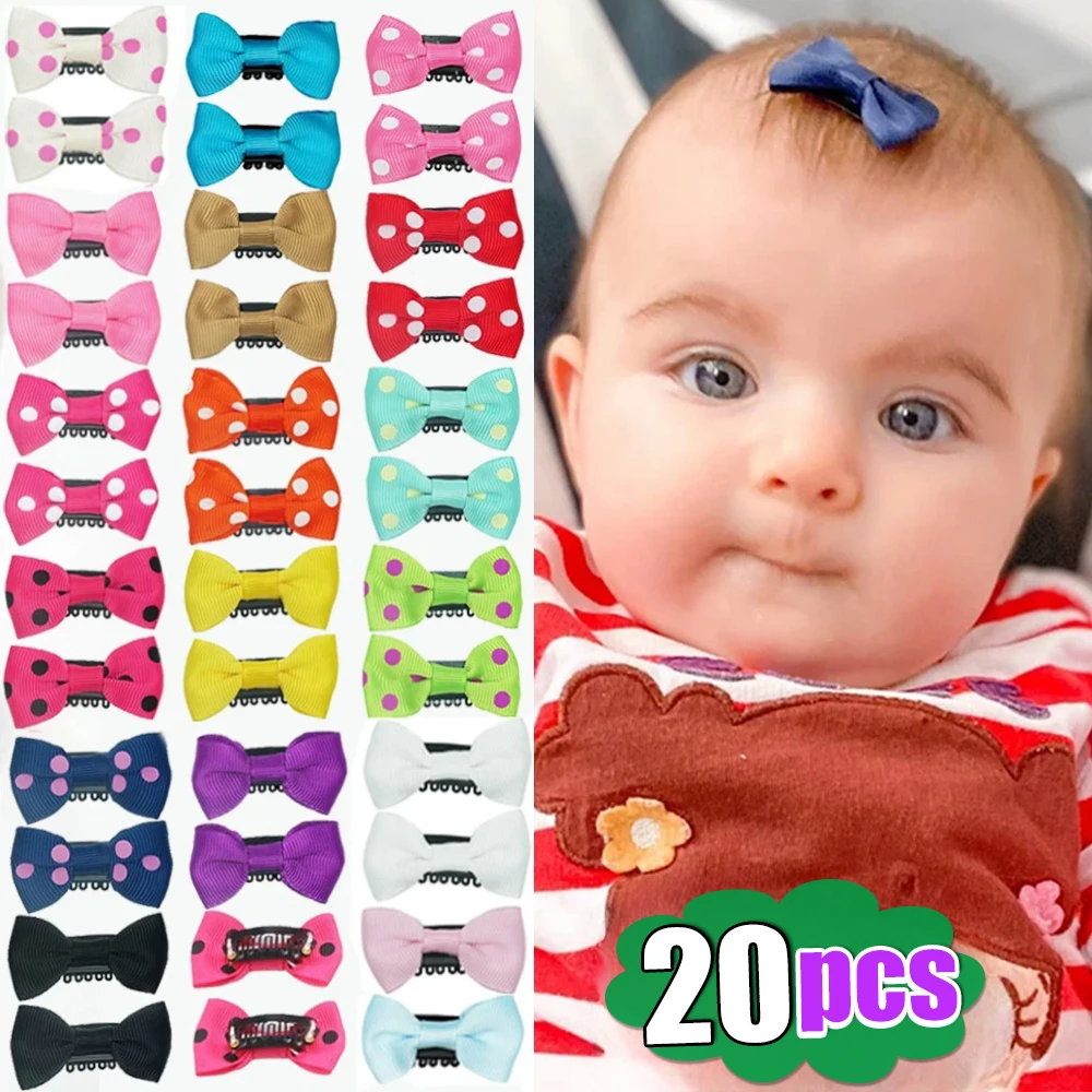 10/20Pcs Candy Color Baby Mini Small Bow Hair Clips Safety Hair Pins Barrettes for Children Girls Kid Hair Accessories Wholesale