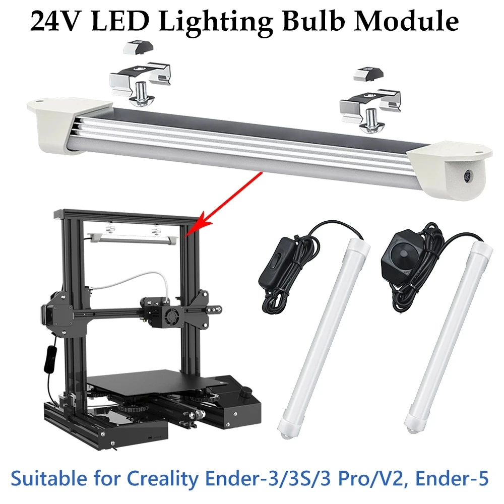 Drukarka 3D taśmy LED światła 24V 22cm Upgrade oświetlenie zestaw żarówek dla Creality Ender-3/3S/3 Pro/V2 Ender-5/5 Pro drukarki akcesoria