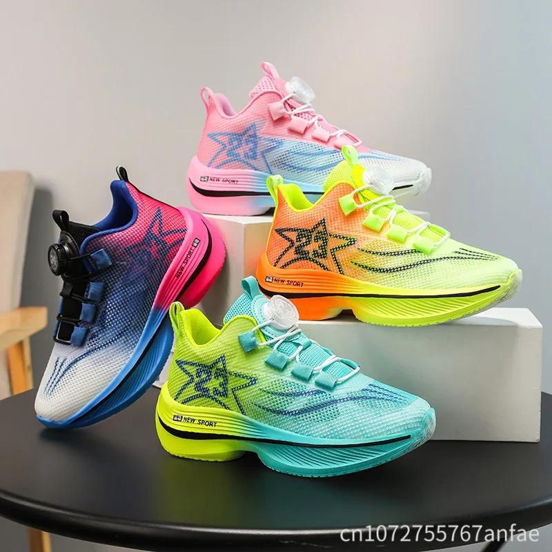 Childrens Sports Shoes Fashion New Knob Buckle Comfortable Exercise Tennis Shoes Breathable Casual Walking Shoes for Boys Girls view 6