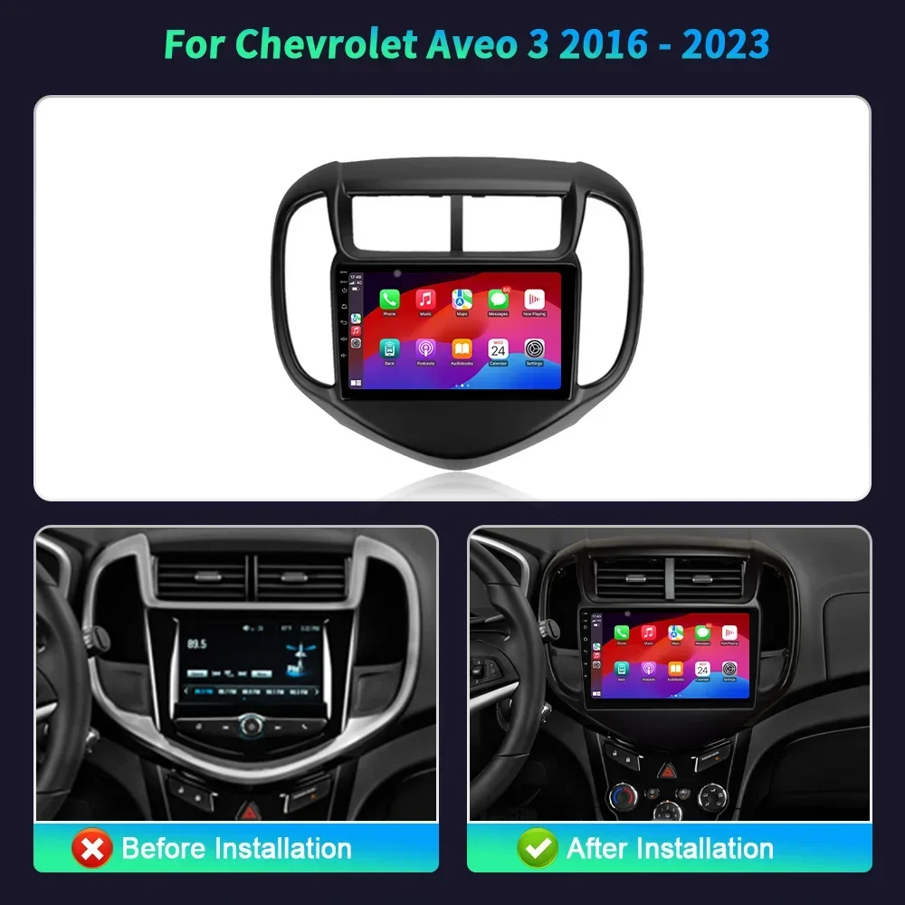 Rádio do carro android 14 para chevrolet aveo 3 2016-2023 multimídia bluetooth navegação gps 4g estéreo sem fio carplay tela de toque